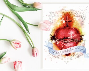 Most Sacred Heart of Jesus Giclee Art Print, Catholic Wall Art, Devotional Art by BenedictaBoutique