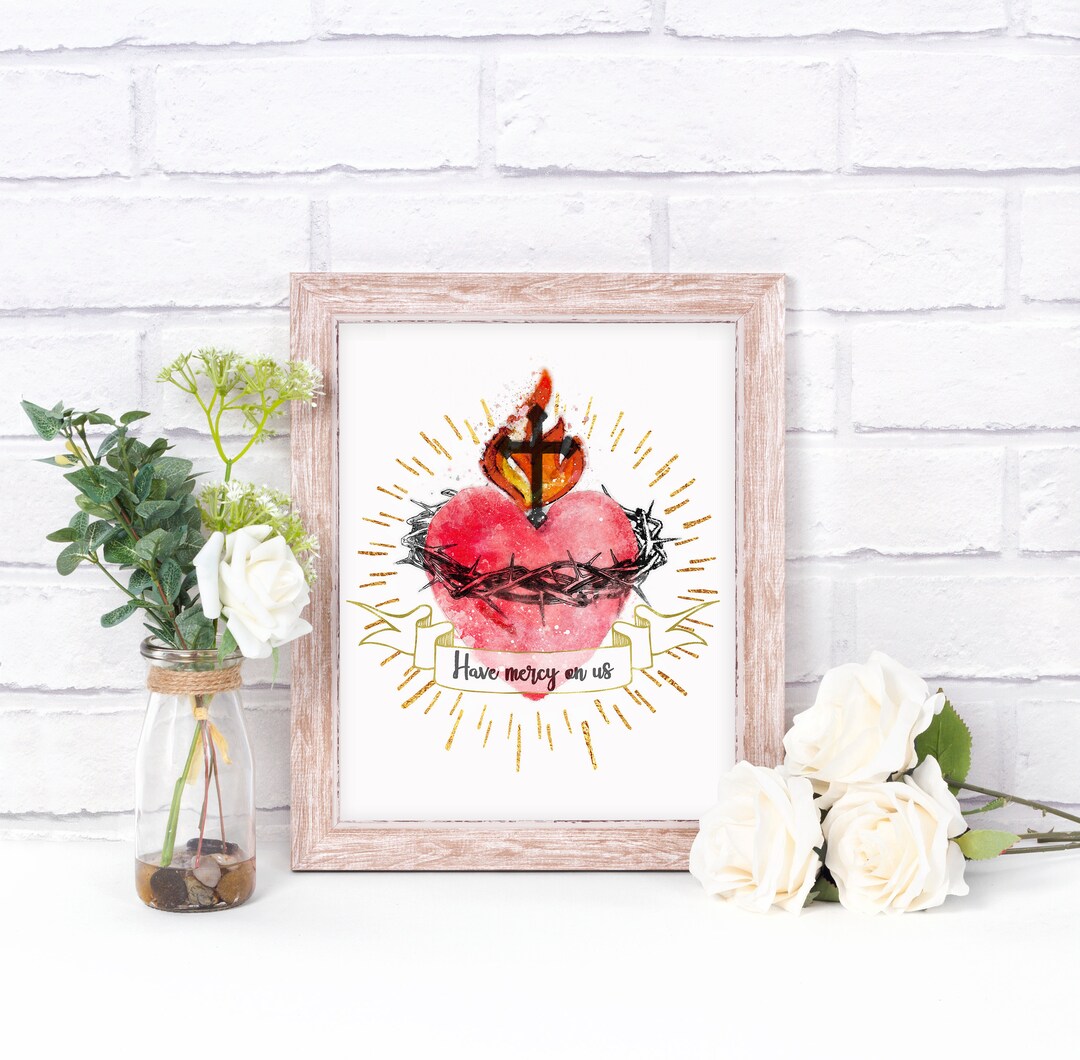 Most Sacred Heart of Jesus Printable Download, Catholic Illustration ...
