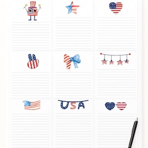 Kit di lettere di arruolamento per bambini - 10 pagine di scrittura a tema USA stampabili - Carta intestata - Carta da lettere