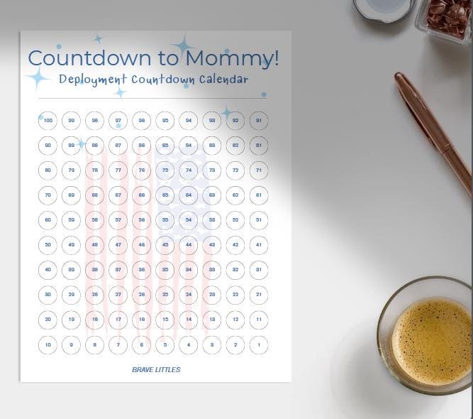 Deployment Countdown Calendar for Kids - Printable 100 Day Countdown ...