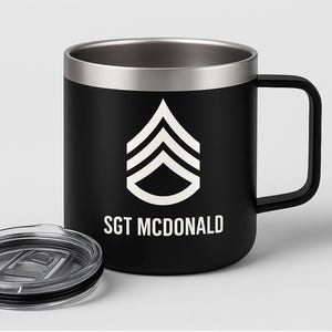 Personalized Sergeant Stainless Steel Insulated Travel Mug – Sergeant Coffee Mug | SGT Army Promotion, Military Gift, Deployment Keepsake