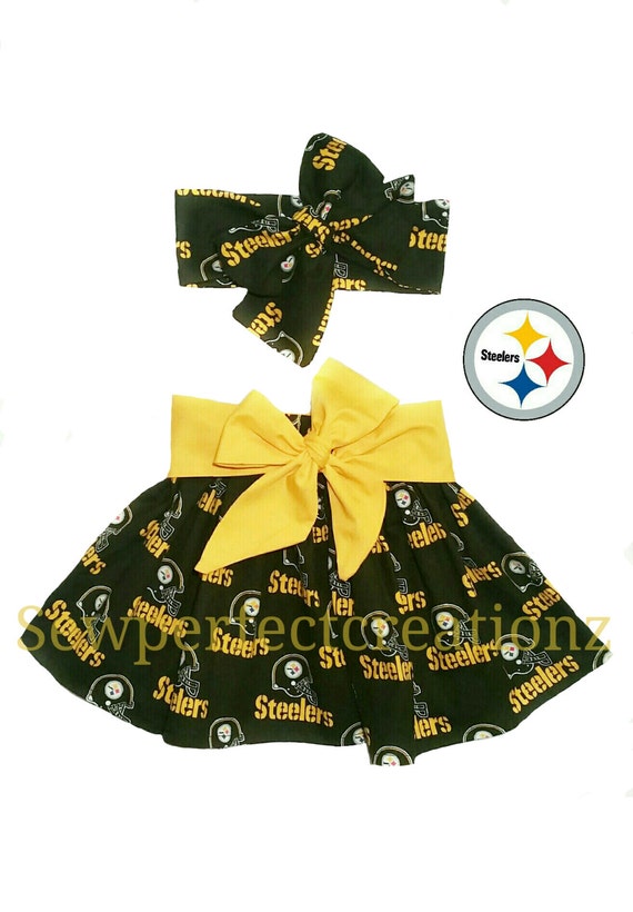 2 Piece Set Steelers Pittsburgh Steelers Inspired Skirt Set Skirt Black And Yellow Sports Team Nfl Football Toddler Skirt Boutique