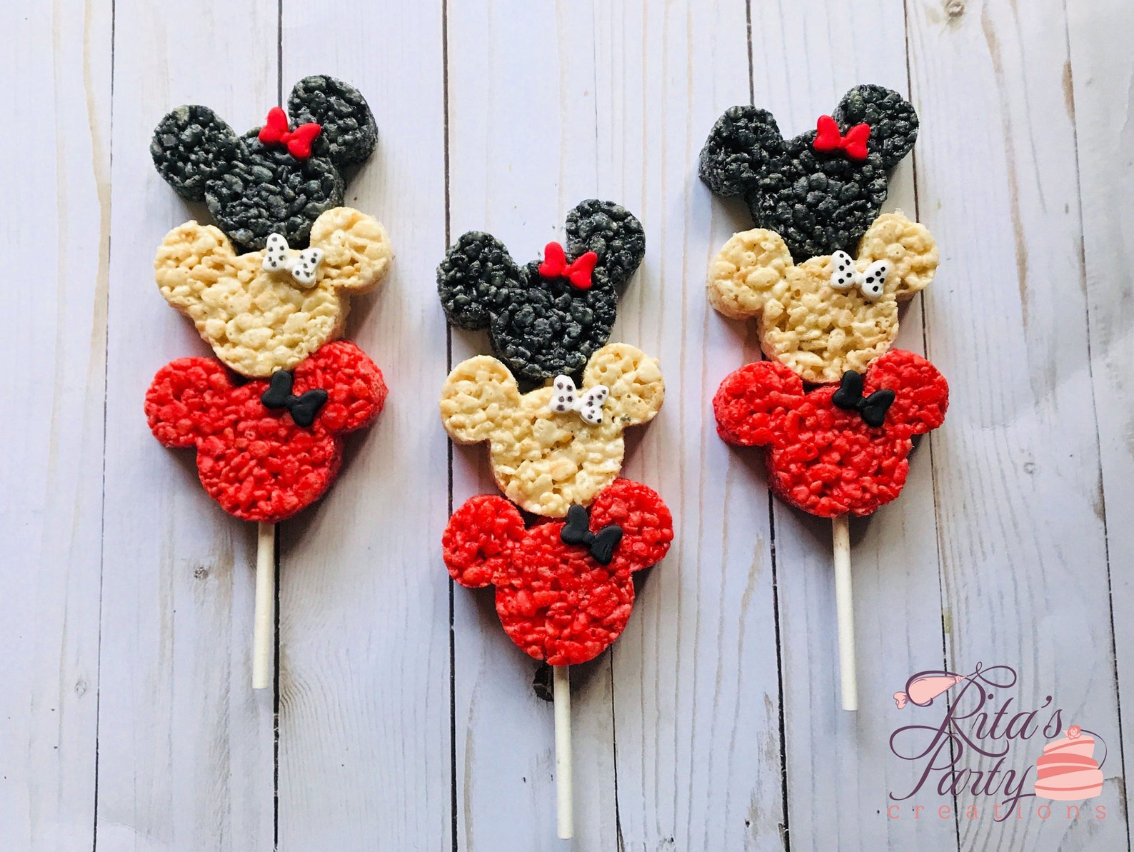 12 Minnie Mouse Rice Crispy Krispie Treats Kabob Homemade Baby Etsy