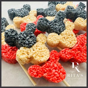 Mickey Mouse Rice Krispie Treats, Baby Shower Birthday Mickey Mouse Clubhouse Party Favor Lollipops, Mickey Mouse Party, 1st Birthday Party