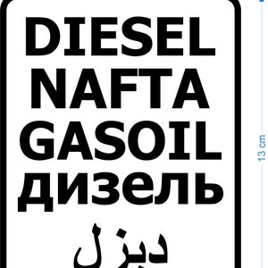 Diesel Tankaufkleber Multi Language - Vinyl Cut • Nafta Gasoil