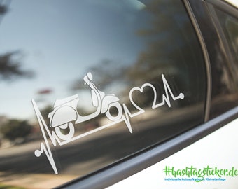 geplotteter Aufkleber Vespa PX Herzschlag Heartbeat Autokleber Decal