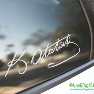 Atatürk Signature Car Decal – 15cm Vinyl Sticker For Window, Laptop, Türkiye Flag Design