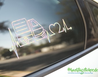 Aufkleber Piaggio Ape Container Kombi Dreirad Herzschlag geplottet Heartbeat Autokleber Decal