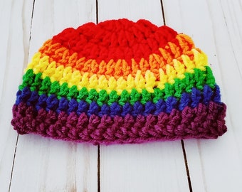 Rainbow Baby Hat, Baby Rainbow Beanie, Crochet Rainbow Baby Boy Girl Hat, Rainbow Nursery, Rainbow Baby Shower, Baby Gift