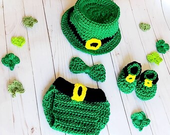 Baby Lucky Charm Leprechaun Outfit, My First St Patricks Day Irish Bab Hat, Newborn Photoshoot Costume, St Paddys Day, Leprechaun Shamrock