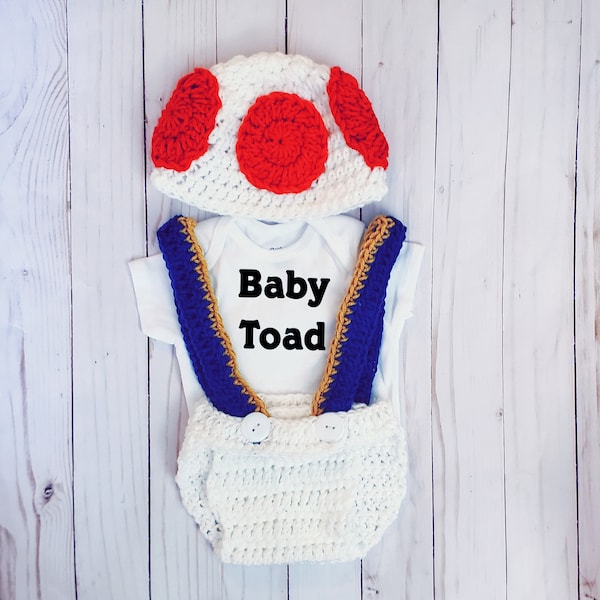 Mushroom Toad Costume Baby, Toad Hat Outfit, Super Mario Toad Halloween Costume, Newborn Photo Prop, Super Mario Toadstool Baby Gift Outfit