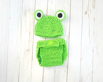 Frog Halloween Baby Costume, Newborn Frog Hat Baby Outfit, Baby Shower Gift, Newborn Photo Prop, Coming Home Outfit, First Halloween Costume