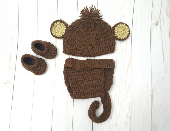 Crochet Baby Monkey Costume With Shoes,