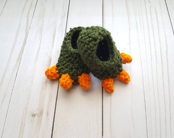 Handmade Dinosaur Booties, Costume Feet, Dino Baby Slippers