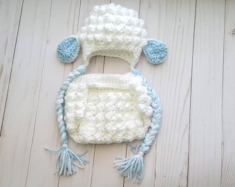 Crochet Lamb Baby Costume, Newborn Photo Prop, Shower Gift