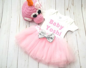 Pink Baby Yoshi Halloween Girl Costume, Nintendo Yoshi Super Mario Outfit, Toddler First Birthday Cake Smash, Newborn Photo Prop Shower Gift