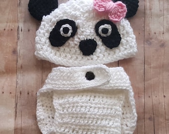 Crochet Panda Bear Baby Costume | Newborn Photo Outfit | Birthday Monthly Milestone Costume | Panda Baby Shower Gift | Halloween Costume