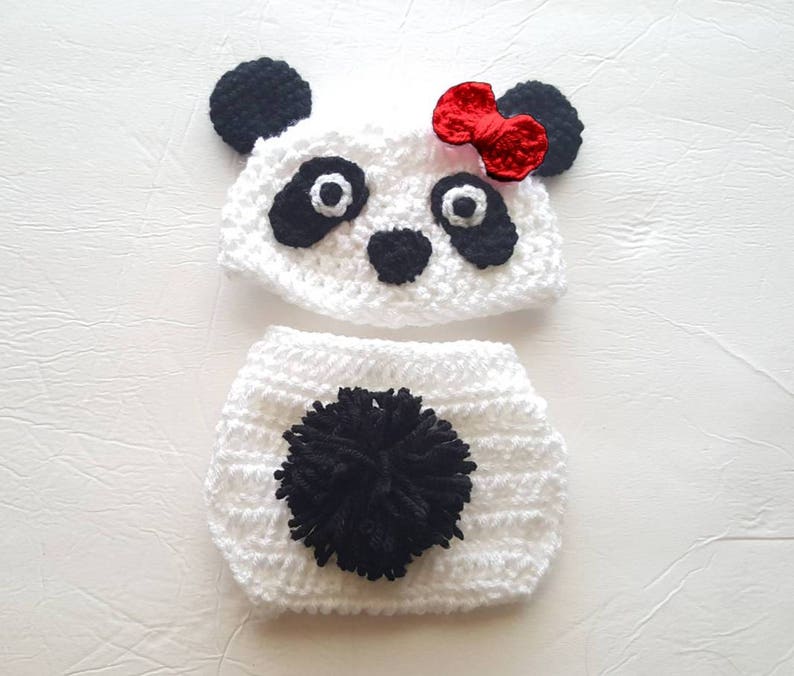 Baby Panda Outfit Costume Newborn Panda Bow Newborn Girl Etsy