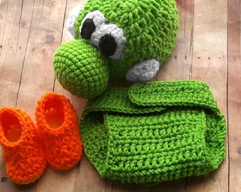 Yoshi Baby Costume | Nintendo Infant Outfit Preemie–24 Months | Super Mario Baby Halloween Bodysuit | Baby Shower Gift & Photo Prop