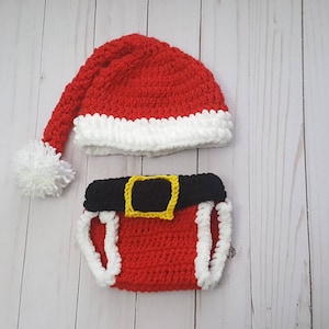 Baby Santa Hat, Christmas Hat, Crochet Baby Hat, Newborn Photo Prop, Baby Boy Santa, Baby Girl Santa, Long Tail Hat, Santa Photo Prop