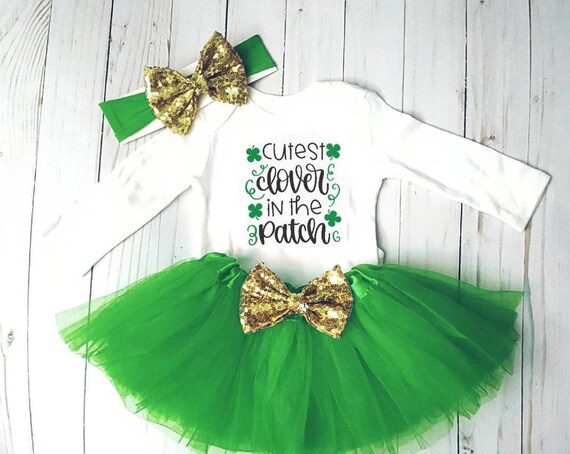 St Patricks Infant Green Tutu Baby Girl's 1st Patrick's Day Outfit