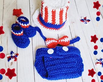 4th Of July Outfit For Baby Girl Boy, Red White Blue Outfit Infant Hat Outfit Toddler Photoshoot Costume 4th July Monthly Photo Toddler Hat