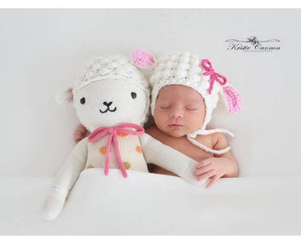 Costume de bébé fille d’agneau, tenue d’agneau de mouton au crochet nouveau-né, tenue d’agneau câlin, tenue de bébé de printemps de Pâques, accessoire photo pour bébé petit agneau