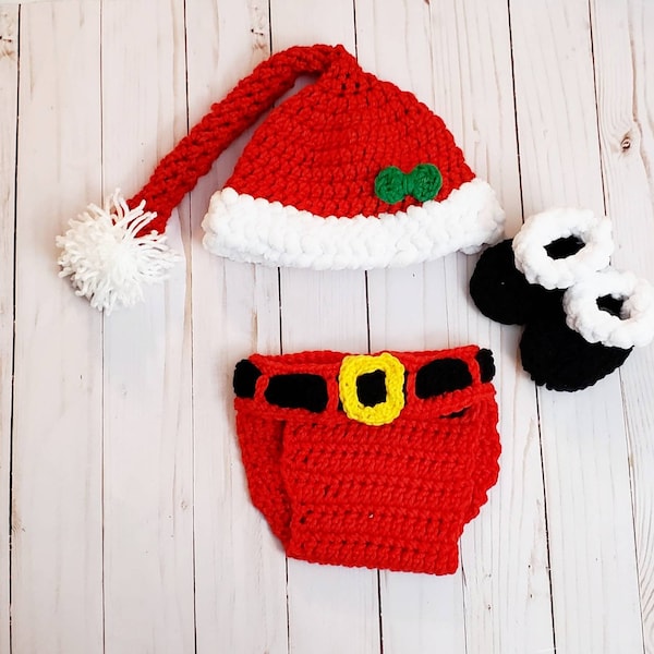 Baby Santa Suit Outfit With Boots, Santa Costume For Baby, Infant Santa Outfit, Newborn Santa Outfit, Holiday Santa Costume, Size 3 6 12 24