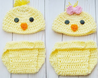 Newborn Baby Chick Costume, Chick Easter Outfit Spring Coming Home Outfit Easter Photo Prop Cake Smash Baby Animal Hat Baby Shower Gift