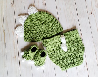 Crochet Dinosaur Baby Costume, Handmade Baby Hat, Coming Home Outfit, Photo Prop Boy Girl  Dinosaur Nursery, Baby Gift, Halloween Costume