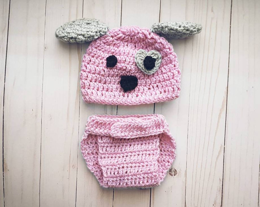 Puppy Baby Costume Newborn Preemie Crochet Dog Outfit Hat Diaper Cover Outfit Baby Puppy Outfit