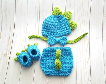 Crochet Dinosaur Baby Outfit, Wild One Outfit, Baby Boy Dinosaur, Baby Boy, Baby Shower Gift, Newborn Photography Prop, Coming Home Outfit