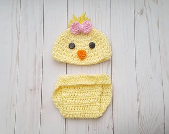 Easter Yellow Chick Costume Newborn Baby Just Hatched Baby Chick Chicken Photo Shoot Easter Gift for Baby