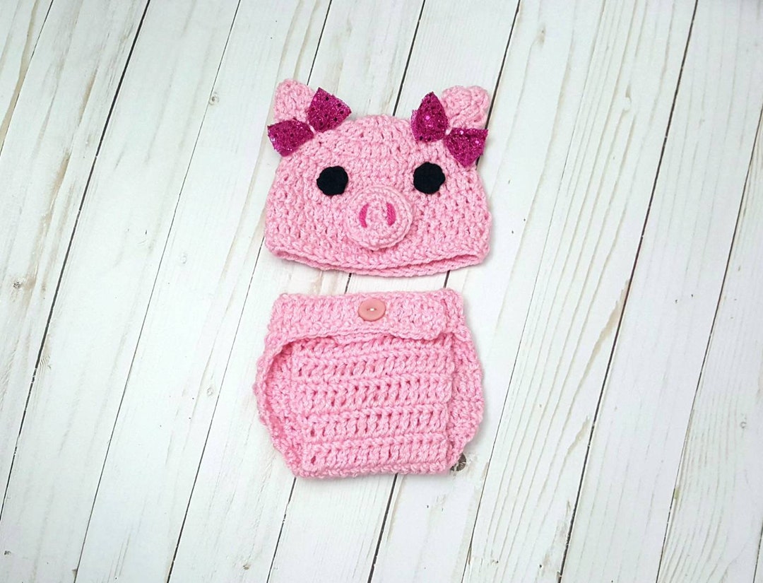 Newborn Piggy Baby Girl Costume Baby Piglet Costume Crochet Pig Hat