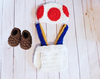 Toad Baby Mushroom Halloween Costume, Toad Hat Outfit, Super Mario Toad Costume, Newborn Photo Prop, Super Mario Mushroom, Baby Gift Outfit