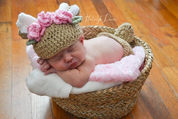 Baby Girl Deer Costume Deer Flower Crown Hat Baby Deer Roses