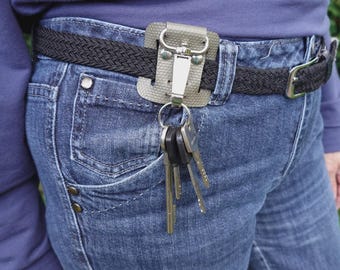 Upcycled Fire Hose Belt Loop Keychain with carabiner – Practical, Eco-Friendly & Durable Key Holder