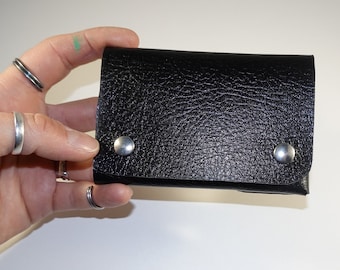 Minimalist vegan wallet made from a upcycled scooter apron