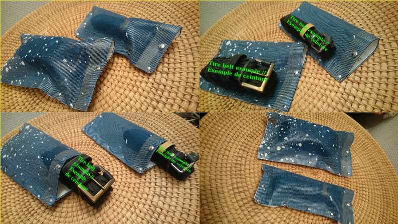 3cm wide Black belt made from a recycled bike tire with eyelets