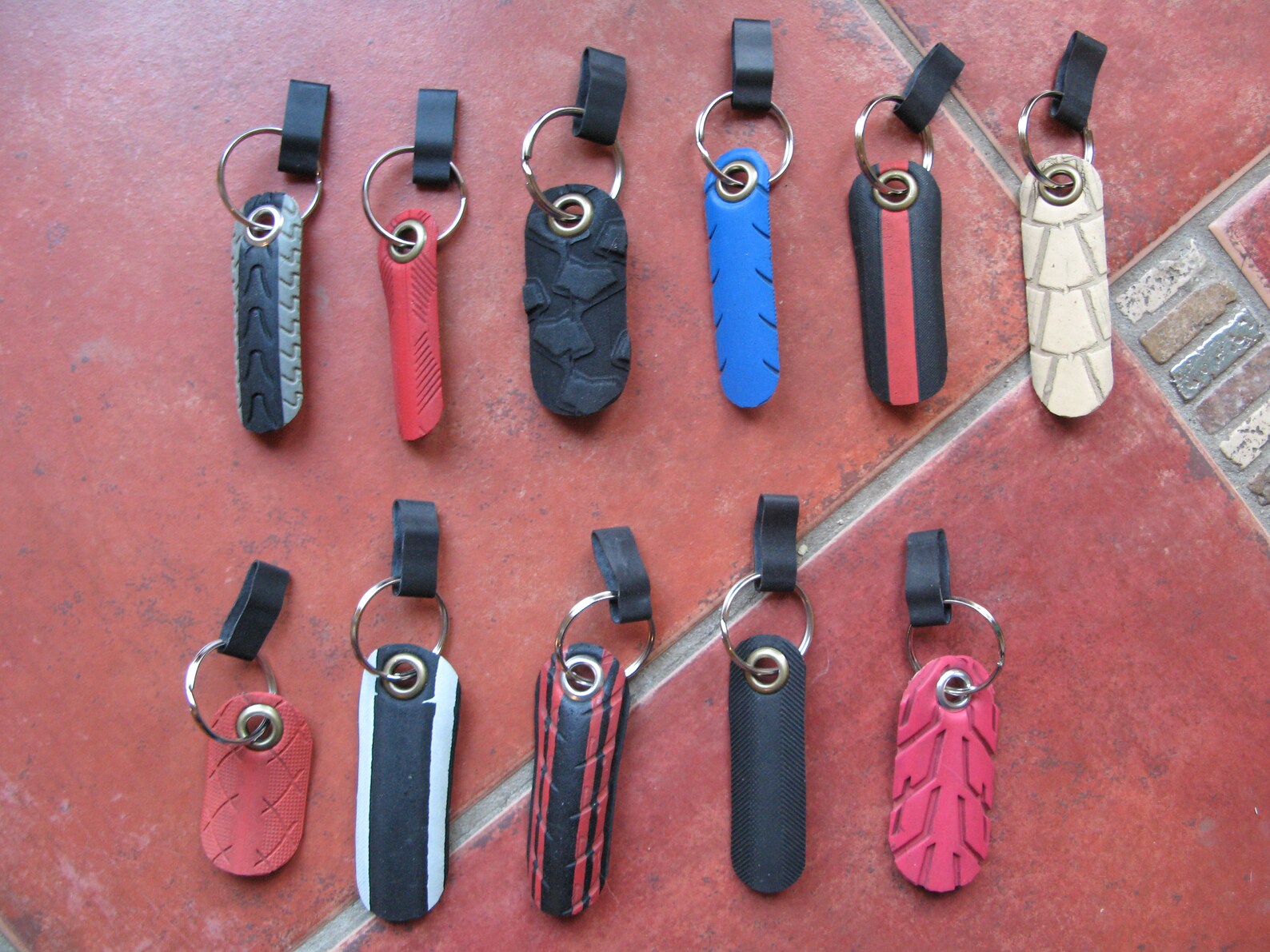Keychains Made From Recycled Bike Tires Etsy