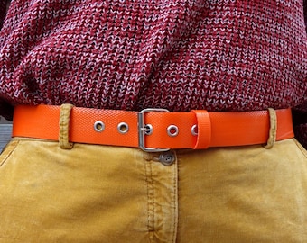 Orange belt made from fire hose