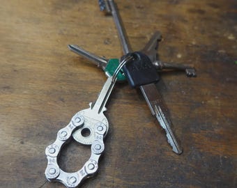 Upcycled Bike Chain & Key Bottle Opener Keychain – Original Handmade