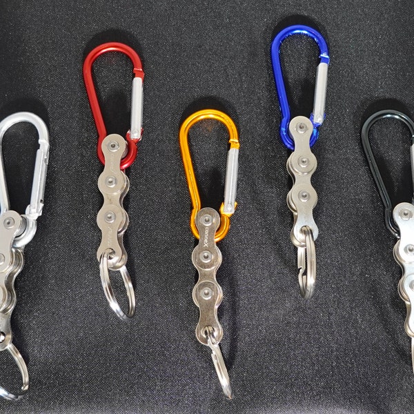 Porte-clés en chaîne de vélo upcyclée + mousqueton de couleur