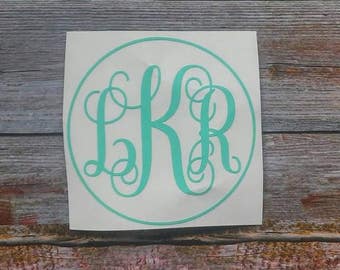 Circle Monogram, Yeti Decal Monogram, Car Decal Monogram, Yeti Decal for Women, Monogram Decal for Laptop, Circle Monogram Yeti, Monogram