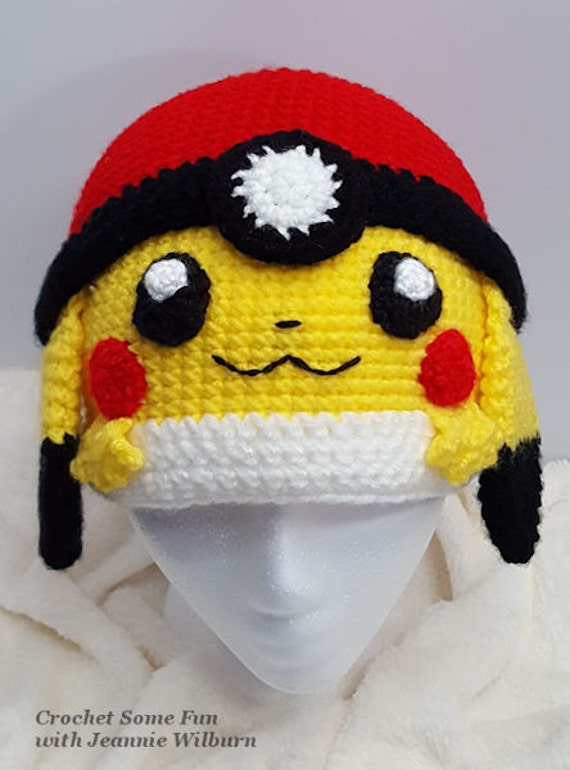 Pikachu Pokeball Inspired Pokemon Hat Crochet Pattern