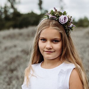 Midsommar Purple Headpiece, Girl flower Headband, Cute headband, Rose flower headband, Flower girl crown, Silk  flower headband
