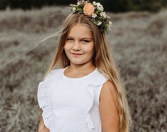 Artificial flower headband, Girl flower Headband, Leaf crown, Midsommar flower crown, Flower girl crown, Wedding headpiece