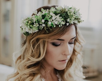 Romantic flower crown, Flower wreath, Bridal headpiece, Woodland wreath, Boho Flower headband, Greenery crown, Boho crown, Meadow crown