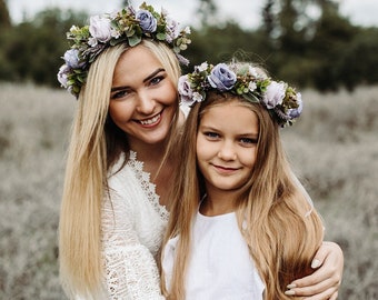 Lilac flower crown, Crown royal, Mother Daughter headbands, Girl flower crown, Rose crown, Wedding crown, Midsommar flower crown