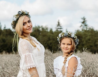 Baby breath flower crown, Wedding flower crown, Mother Daughter Accessory, Girl flower crown, Rose crown, Custom headbands